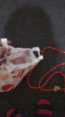 Pixie launching herself into it again.